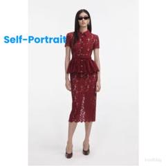 新作 *SELF PORTRAIT*クリスタル付マキシ丈ワンピース レッド Red Rhinestone Mesh Maxi Dress – self-portrait-US