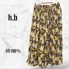 【h.b】ワイドフレアパンツ ウエストゴム 総柄 綿100 個性的 派手 春夏秋のサムネイル