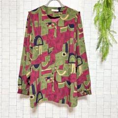 トータルファッション ヴィンテージ【M-L】柄シャツ レトロ ド派手ブラウス古着