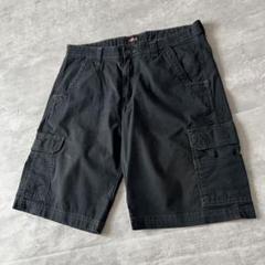 【雰囲気抜群、ワイドシルエット】Dickiesハーフパンツ古着ストリート黒34