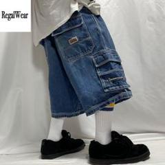 00s Regal デニム カーゴ バギーパンツ ショーツ 極太 刺繍 フェード