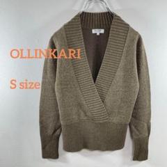 OLLINKARI オリーブグリーン Vネックニット a091②