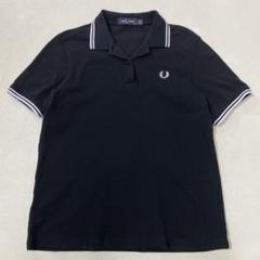 美品 フレッドペリー ポロシャツ 半袖 刺繍ロゴ 黒 白 月桂樹 美品 FRED PERRY レディース 半袖ポロシャツ 月桂樹ロゴ刺繍 38