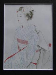 加藤　晨明、佳つ乃　京大和にて　素描、希少画集画、人物画、美人画、人気作家 加藤 晨明、佳つ乃 京大和にて 素描、希少画集画、人物画、美人