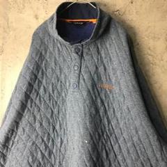 Y106古着　スウェット　ブルー　キルティング　ハーフボタン　90s Y2K