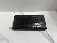 【新品】レディース　長財布　黒　ピンク　クロコダイル