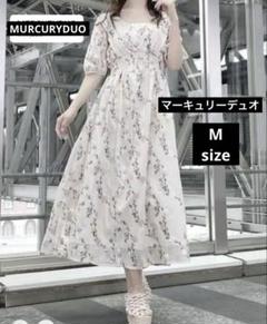 【本日発送可】マーキュリーデュオ　楊柳刺繍シャーリングワンピース ベージュ 花柄