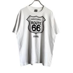 90s USA製 ROUTE66 シンプルプリントTシャツ アメ車 ホットロッド