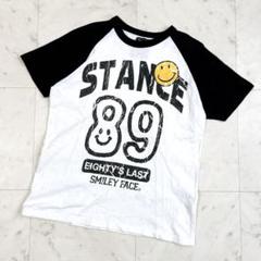 ラグランTシャツ ヴィンテージ加工 ダメージ y2k 染み込み スマイル