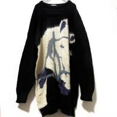 美品 古着 Rossini イタリア製 モヘア シルク混 アート柄ニット XL