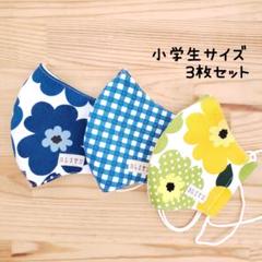 【花粉対策】布立体マスク 3枚セット 小学生 子供 北欧 花柄 ジュニア 女の子
