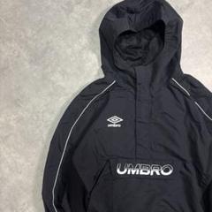 美品アンブロハーフジップナイロンプルオーバーナイロンジャケットサッカーブラック黒 美品アンブロハーフジップナイロンプルオーバーナイロン
