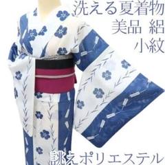 Y2792◇美品 絽 誂えポリエステル 手縫い仕立て 小紋 洗える夏