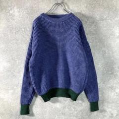 Guernsey Woollens　ニット　パープル　クルーネック　肩落ち