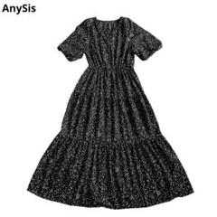 完売anysis花柄ドットワンピース2(M)黒白