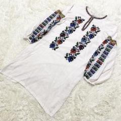 サラマリカ　sara mallika チュニック　ワンピース　刺繍　シャツ　白