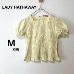美品 レトロ ヴィンテージ シャーリング パフスリーブ 半袖ブラウス イエロー