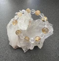 タイチンルチルクォーツ　ゴールドルチル　水晶　金運　ブレスレット　黄金運