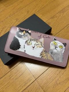 最終価格　新品　マンハッタナーズ　長財布　財布　額縁猫絵コレクション　猫柄 Manhattaner's マンハッタナーズ 財布 L字ファスナー長財布 猫
