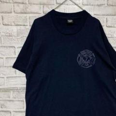 USA製90sヴィンテージTシャツ！シングルステッチ　ネイビー半袖古着XL79