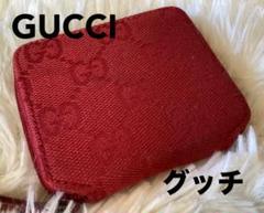 新品級✨グッチ　小銭入れ　コインケース　GGキャンバス　総柄　赤レザー グッチ GUCCI 小銭入れ コインケース GGキャンバス 総柄 赤
