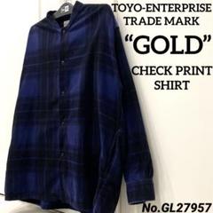 【東洋エンタープライズ/GOLD】ノーカラー ロング丈 チェック柄ネルシャツ 東洋エンタープライズ/GOLD】ノーカラー ロング丈 チェック柄