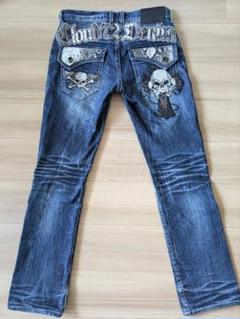 cloud72 刺繍スタッズ付きデニムパンツ size34 CLOUD72 クラウド72 ロゴ刺繍＆スタッズ デニムパンツ 濃紺 30
