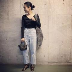 金子綾×FRAMeWORK C/MOテレコ カシュクールトップス カットソー