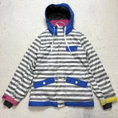 オーシャンパシフィック【L】白×グレー ボーダー柄 スノボジャケット スポーツ