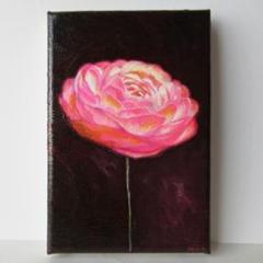 メルカリ  絵画　絵　額付き (黒）油絵　uF6-050303　花（ばら） 絵画 額装 油彩肉筆画 F6 サイン有り 薔薇 - メルカリ