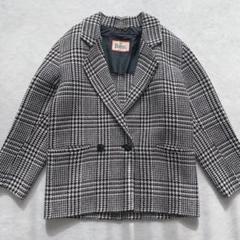 【美品】HERNO ヘルノ　ピーコート　ダブル　アルパカ混　千鳥格子　ウール