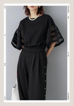 再入荷　オーガンジーラインスリーブトップス　frene