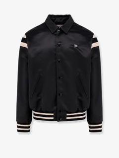 22SS CELINE 袖レザー スタジャン バックロゴ ブルゾン 48 CELINE セリーヌ スタジャン 2W71C896C.01VA レディース ウール
