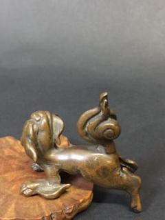 明治期 古銅鍍金 金工細工『絡み親子獅子 』大型置物 戯れ獅子