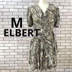 ELBERT 日本製 総柄カシュクールワンピース ベルト付き パフスリーブ M