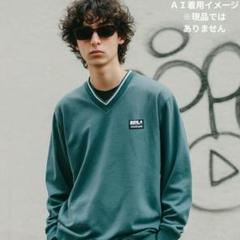 【大人気】Vネック トレーナー Lサイズ グリーン レトロ ストリート