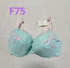 ワコールパルファージュリボンブラ&ショーツセットF75 サックス