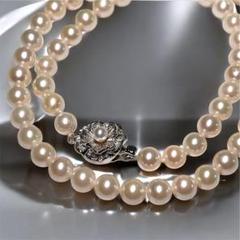 【照り強】あこや真珠 パール ネックレス 真珠 SILVER刻印 6.5-7㎜