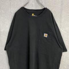 カーハート　胸ポケット　刺繍ロゴ　ブラックTシャツ 2XL