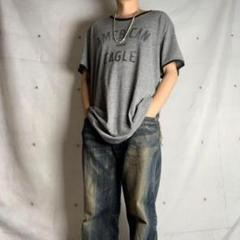 【Ｔシャツ　リンガー　モノトーン　かすみプリント　ヴィンテージ感　古着】