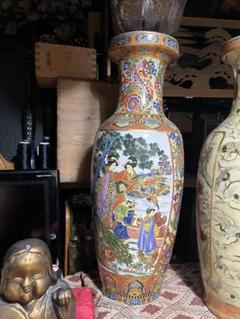 徳利　花瓶　物立（年代物）大正 昭和　レトロ昔昔の 昭和レトロ YAMAJI 正峰窯 陶器製 花瓶 グリーン 吹ハス花 10号