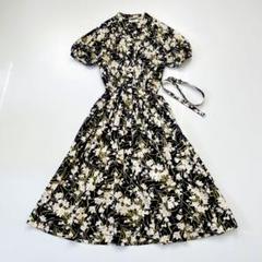 【希少】インゲボルグ　花柄 フレアロングドレス　カントリーブルー　ピンタック 希少】インゲボルグ 花柄 フレアロングドレス カントリーブルー