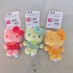 ハローキティ　カラバリ　マスコット　レッド　グリーン　オレンジ　3点セット
