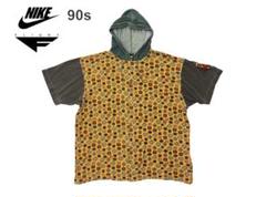 90s NIKE FLIGHT HOODED S/S SHIRTS OLD 総柄