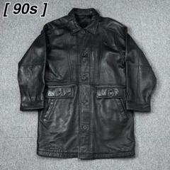 90s vintage 本革 レザージャケット 羊革 黒 レザーコート