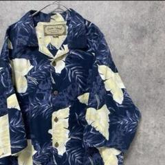 00S 半袖　柄シャツ　アロハ　綿　開襟　メンズL 古着　個性派