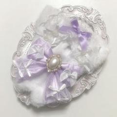 ♡ぬい服　10〜12cm用　ホワイト×パープル　ねこ　チェーンフック付き♡