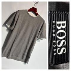 HUGO BOSSヒューゴボス重ね着リンガー風デザイン半袖TシャツMグレー×白