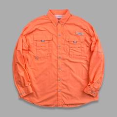 00s Y2K コロンビア PFG ナイロンフィッシングシャツ オレンジ テック 00s Y2K コロンビア PFG ナイロンフィッシングシャツ オレンジ