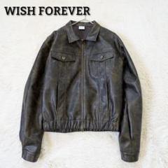 WISH FOR EVERダブルジップアップレザージャケット　レザージャケット ライダースジャケット レザージャケット ショート丈 PUレザー 4